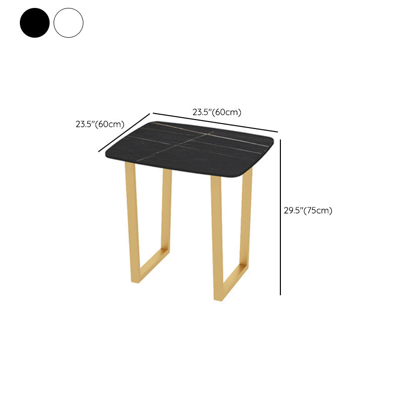 Rectangle Double Pedestal Dining Table Glam Stone Table for Milk Tea Shop