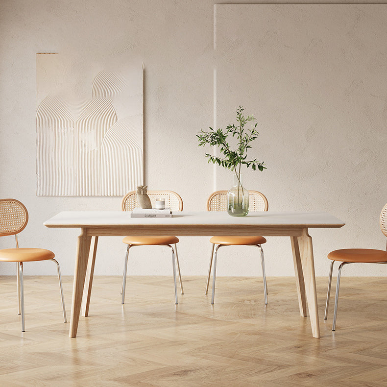 Modern 1/2/5/7 Pieces Dining Set Stone Rectangle Dining Table Set in White