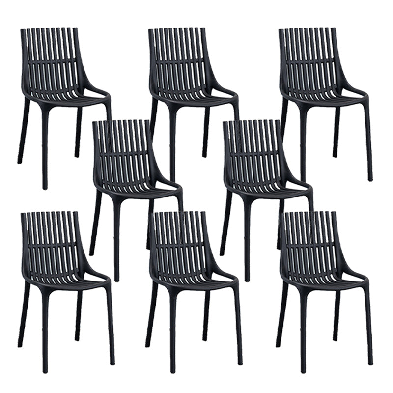 Nordic Style Armless Side Chairs Slat Back Chairs with Plastic Legs for Home Use