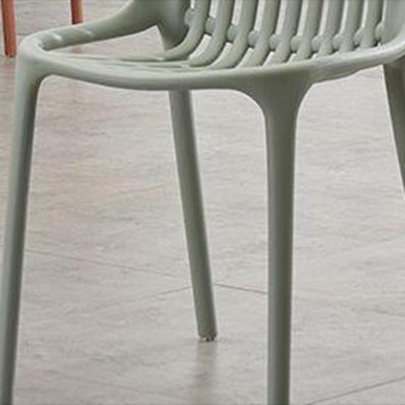 Nordic Style Armless Side Chairs Slat Back Chairs with Plastic Legs for Home Use