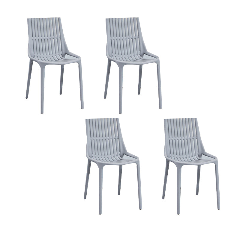 Nordic Style Armless Side Chairs Slat Back Chairs with Plastic Legs for Home Use