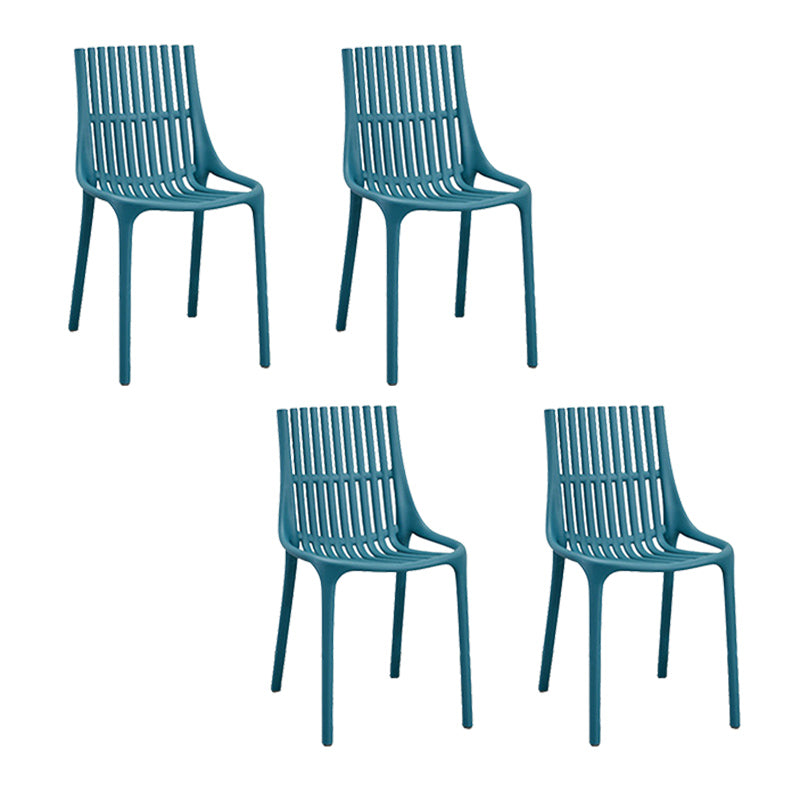 Nordic Style Armless Side Chairs Slat Back Chairs with Plastic Legs for Home Use