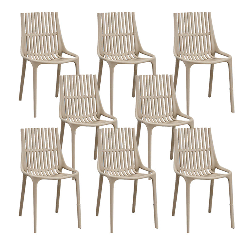 Nordic Style Armless Side Chairs Slat Back Chairs with Plastic Legs for Home Use