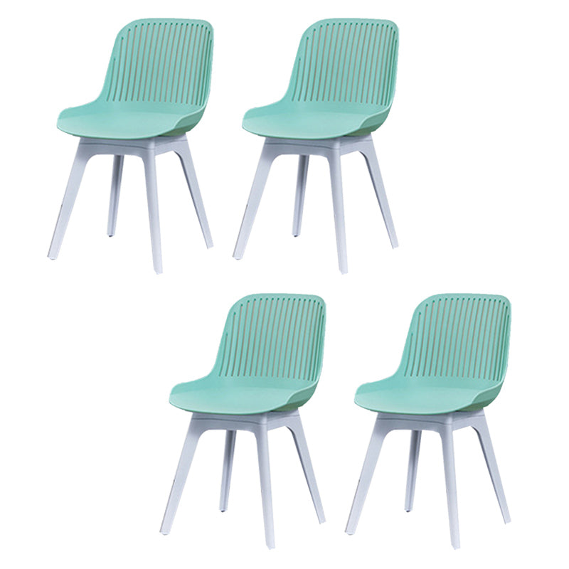 Nordic Style Armless Side Chairs Plastic Chairs with Plastic Legs for Home Use