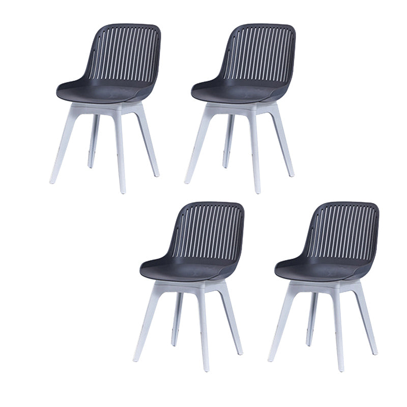 Nordic Style Armless Side Chairs Plastic Chairs with Plastic Legs for Home Use