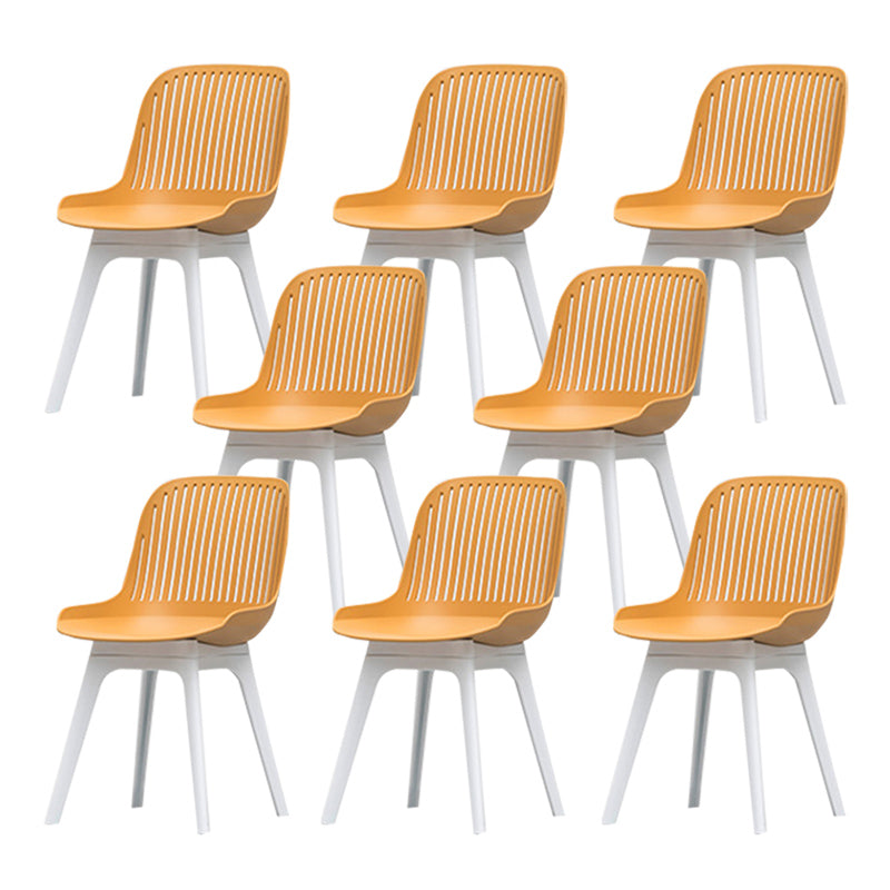 Nordic Style Armless Side Chairs Plastic Chairs with Plastic Legs for Home Use