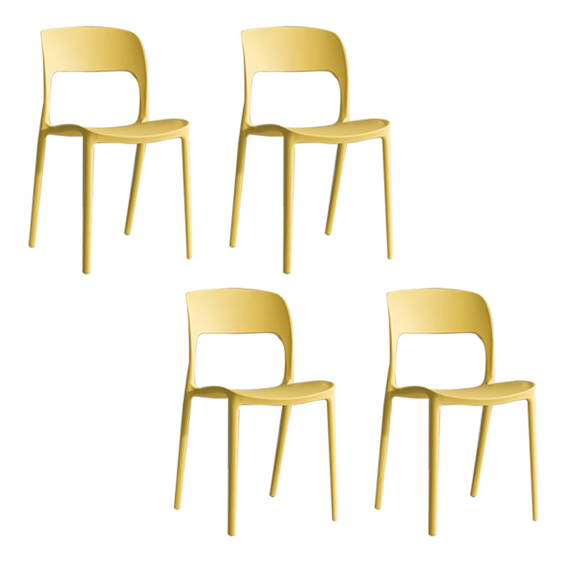 Nordic Style Armless Side Chairs Open Back Chairs with Plastic Legs for Home Use