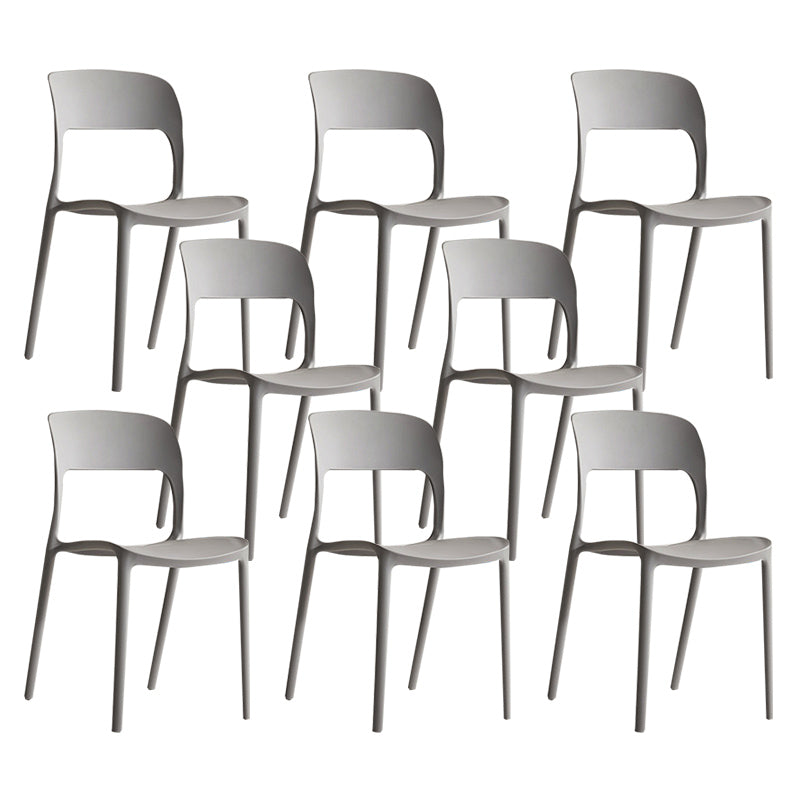 Nordic Style Armless Side Chairs Open Back Chairs with Plastic Legs for Home Use