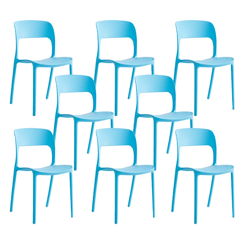 Nordic Style Armless Side Chairs Open Back Chairs with Plastic Legs for Home Use