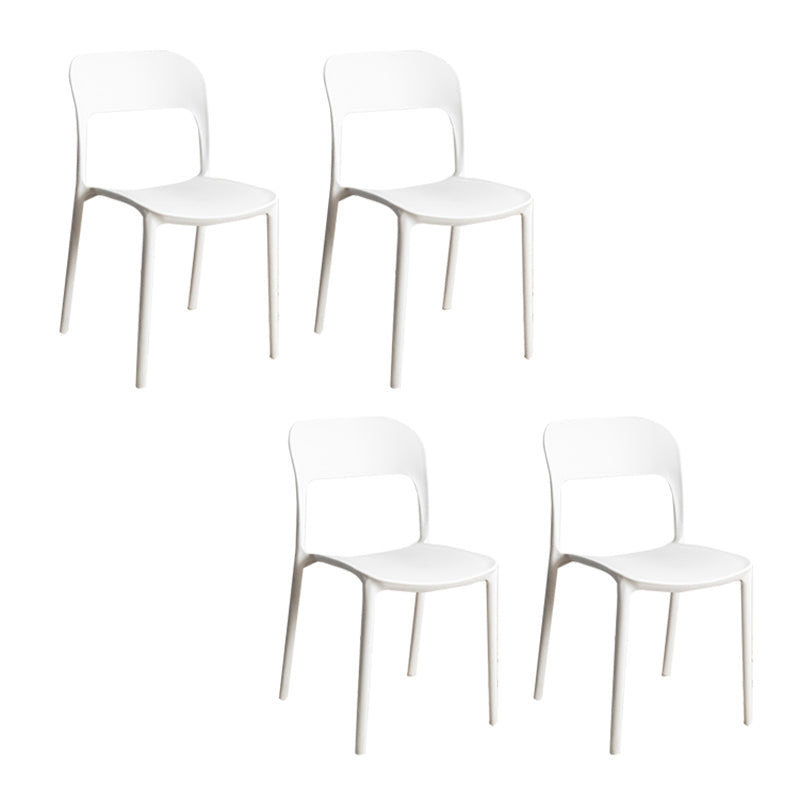 Nordic Style Armless Side Chairs Open Back Chairs with Plastic Legs for Home Use