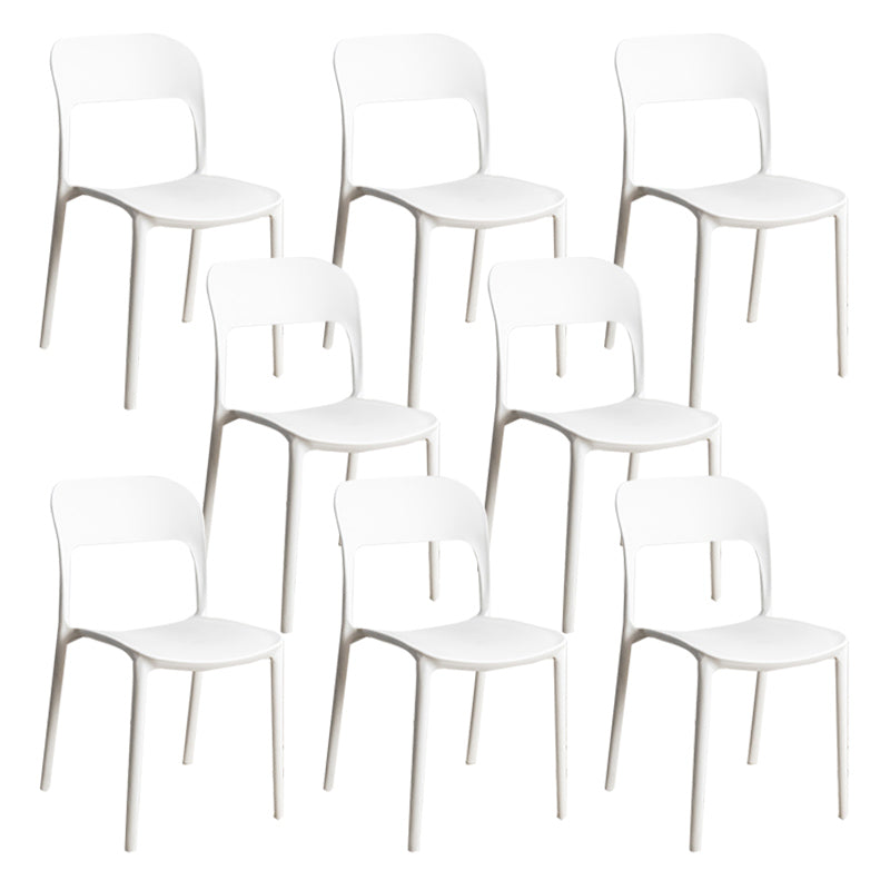 Nordic Style Armless Side Chairs Open Back Chairs with Plastic Legs for Home Use