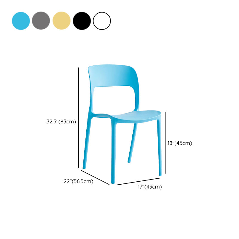 Nordic Style Armless Side Chairs Open Back Chairs with Plastic Legs for Home Use