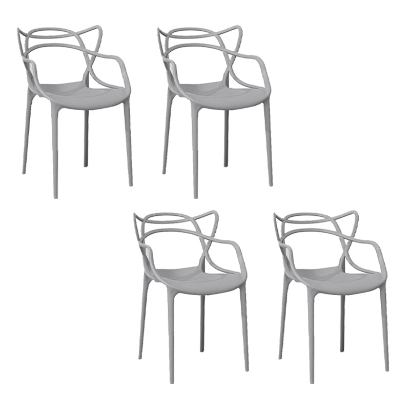 Nordic Style Arm Side Chairs Open Back Chairs with Plastic Legs for Kitchen
