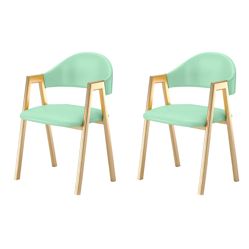 Upholstered Dining Chair Open Back Dining Chair with Gold Metal Legs