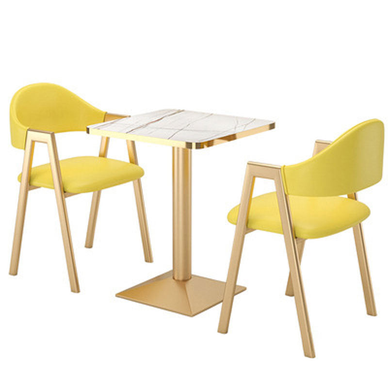 Upholstered Dining Chair Open Back Dining Chair with Gold Metal Legs