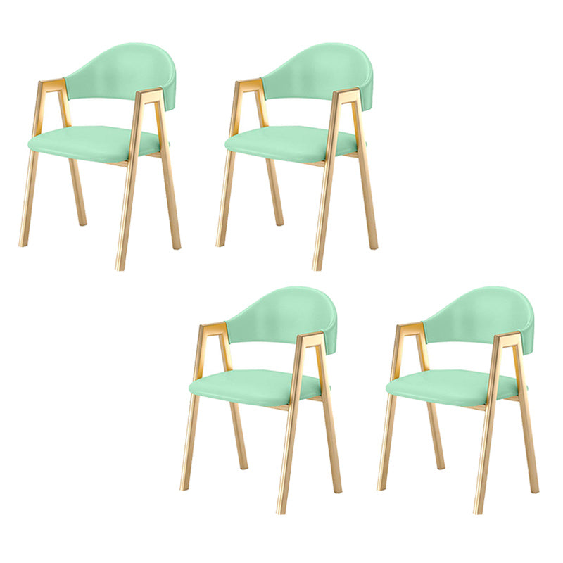 Upholstered Dining Chair Open Back Dining Chair with Gold Metal Legs