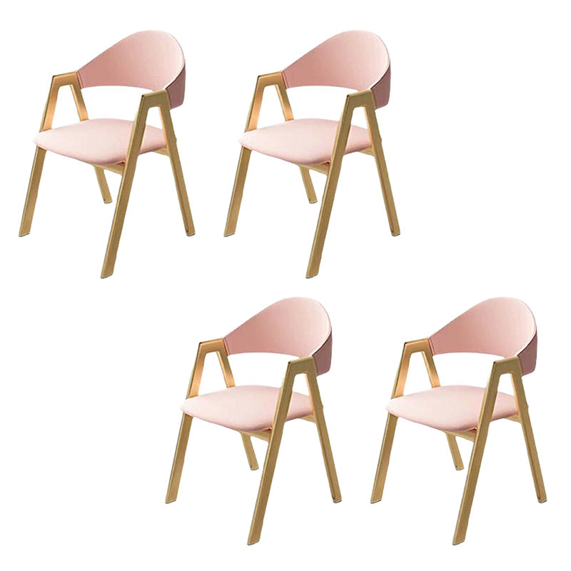 Upholstered Dining Chair Open Back Dining Chair with Gold Metal Legs