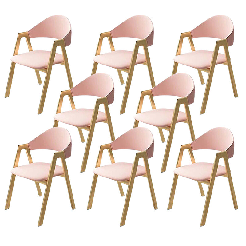 Upholstered Dining Chair Open Back Dining Chair with Gold Metal Legs