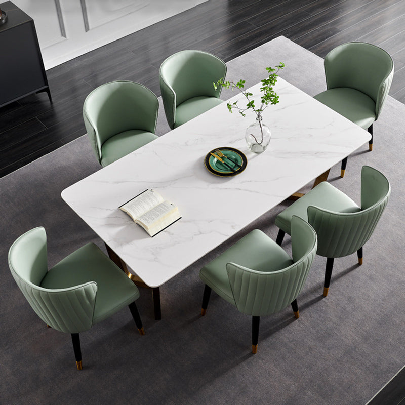 Glam Style Armless Side Chairs Wooden Chair with Wood Legs for Kitchen