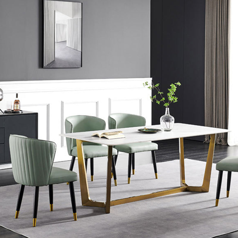 Glam Style Armless Side Chairs Wooden Chair with Wood Legs for Kitchen