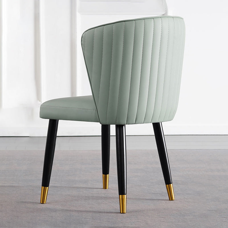 Glam Style Armless Side Chairs Wooden Chair with Wood Legs for Kitchen