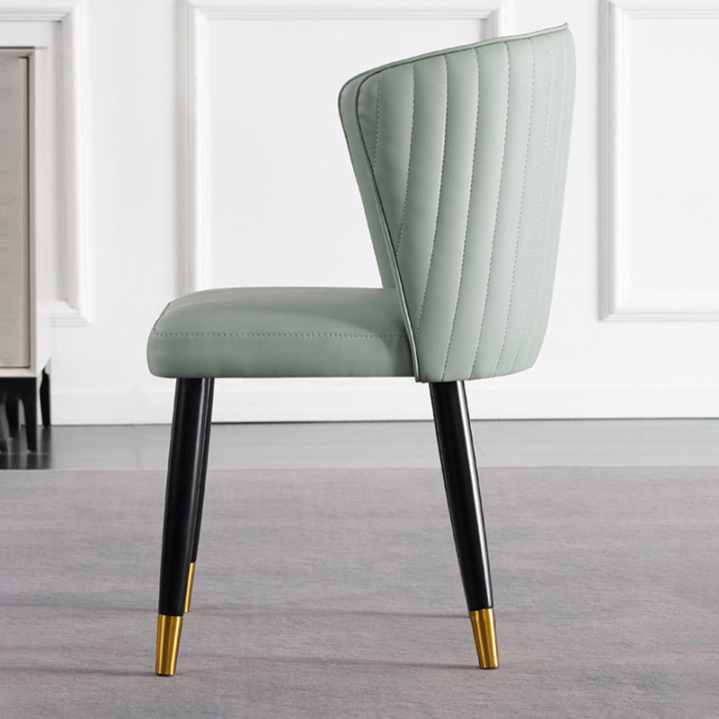 Glam Style Armless Side Chairs Wooden Chair with Wood Legs for Kitchen