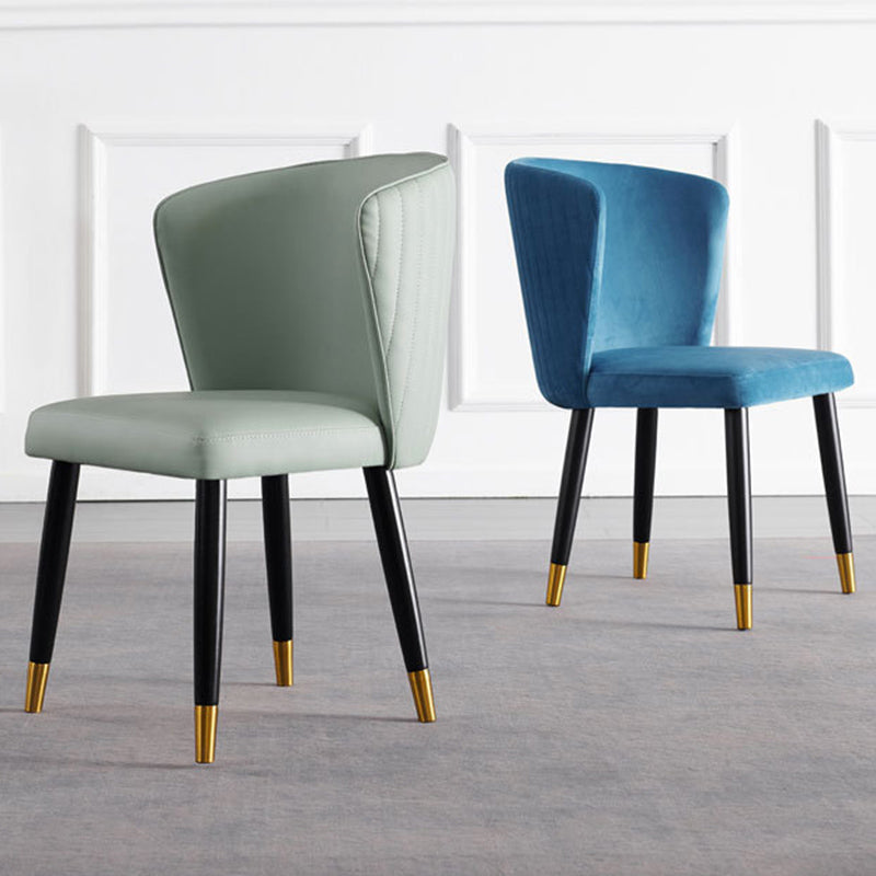 Glam Style Armless Side Chairs Wooden Chair with Wood Legs for Kitchen