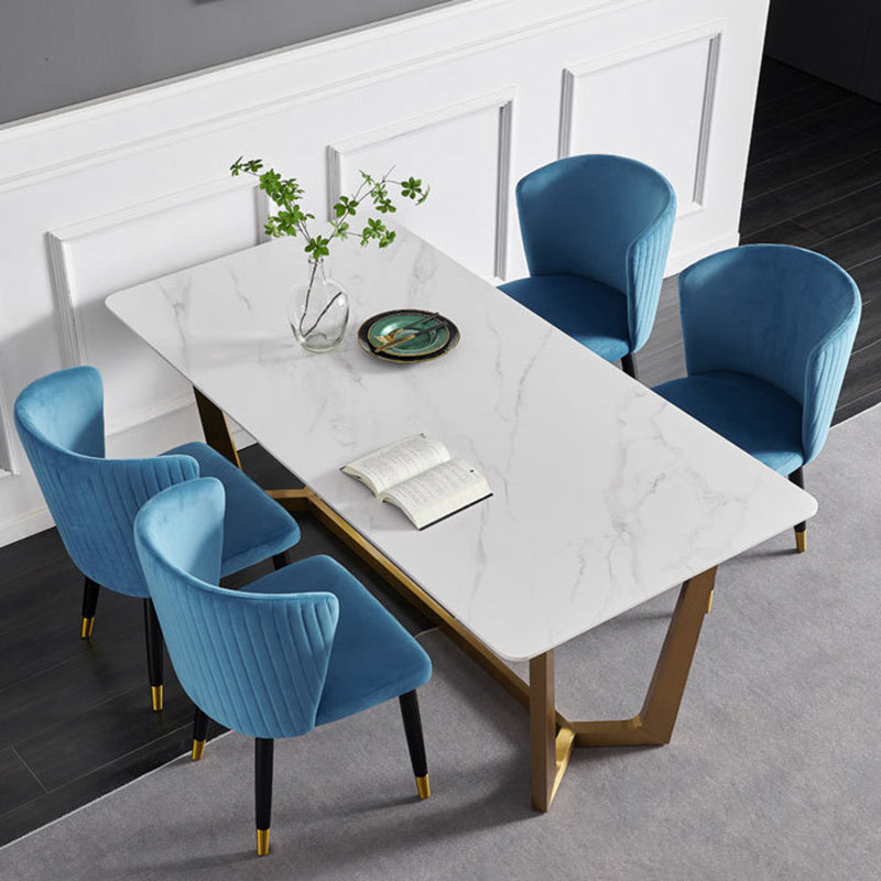 Glam Style Armless Side Chairs Wooden Chair with Wood Legs for Kitchen