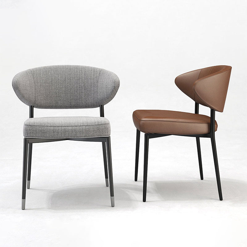 Upholstered Dining Arm Chairs Open Back Dining Chairs with Metal Legs