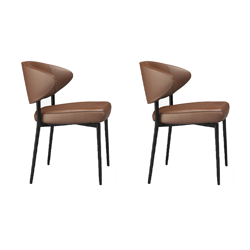 Upholstered Dining Arm Chairs Open Back Dining Chairs with Metal Legs