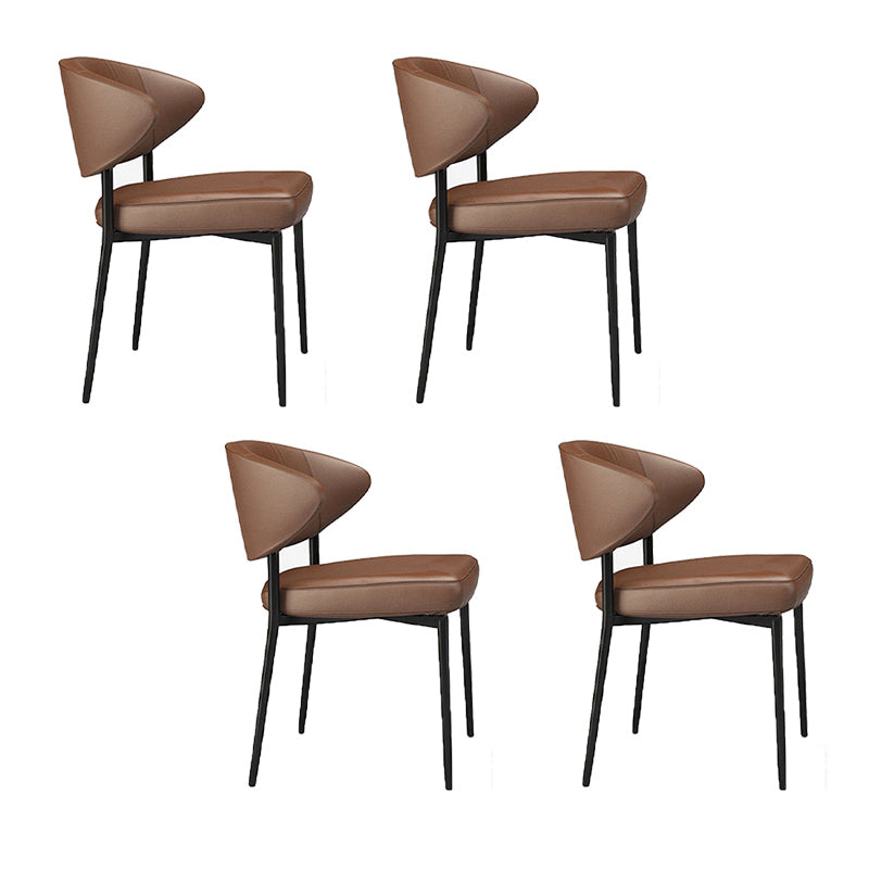 Upholstered Dining Arm Chairs Open Back Dining Chairs with Metal Legs