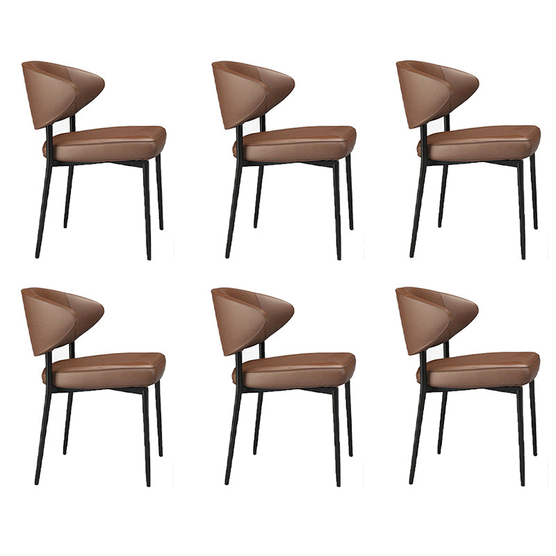 Upholstered Dining Arm Chairs Open Back Dining Chairs with Metal Legs