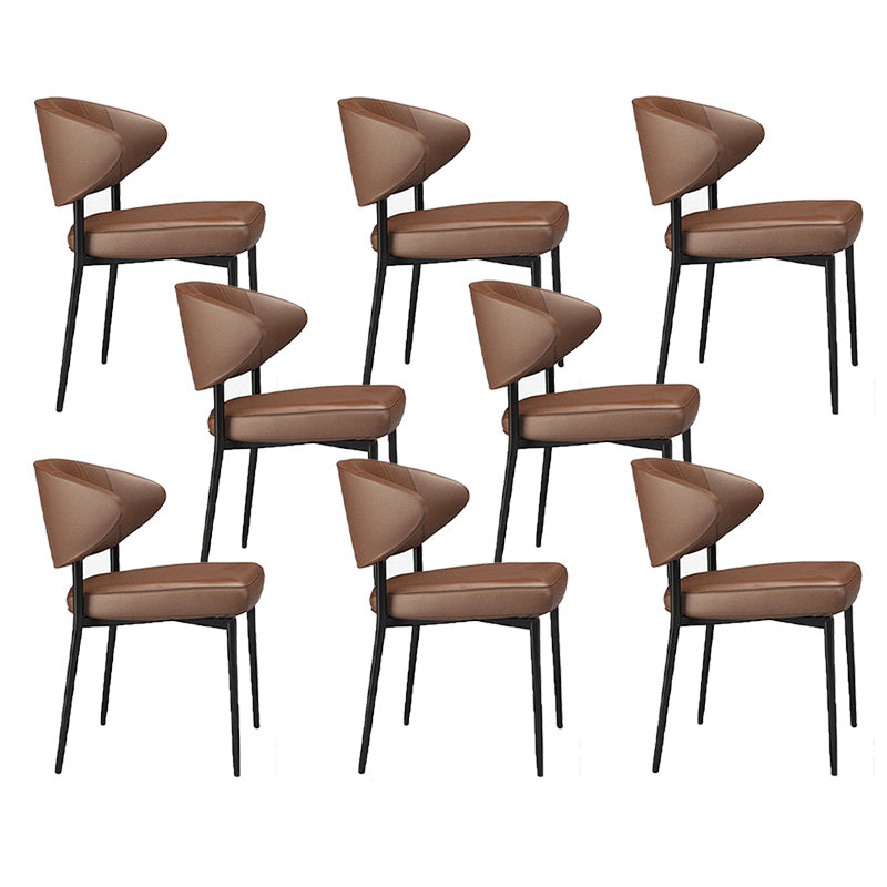 Upholstered Dining Arm Chairs Open Back Dining Chairs with Metal Legs