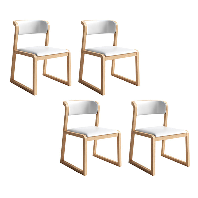 Modern Style Faux Leather Chair Open Back Side Chairs with Wood Legs for Kitchen