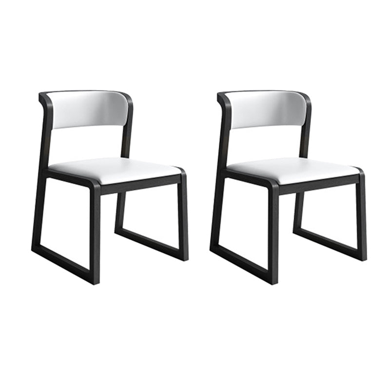 Modern Style Faux Leather Chair Open Back Side Chairs with Wood Legs for Kitchen