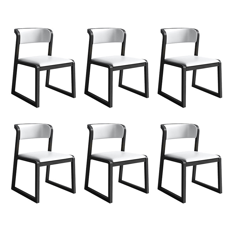 Modern Style Faux Leather Chair Open Back Side Chairs with Wood Legs for Kitchen