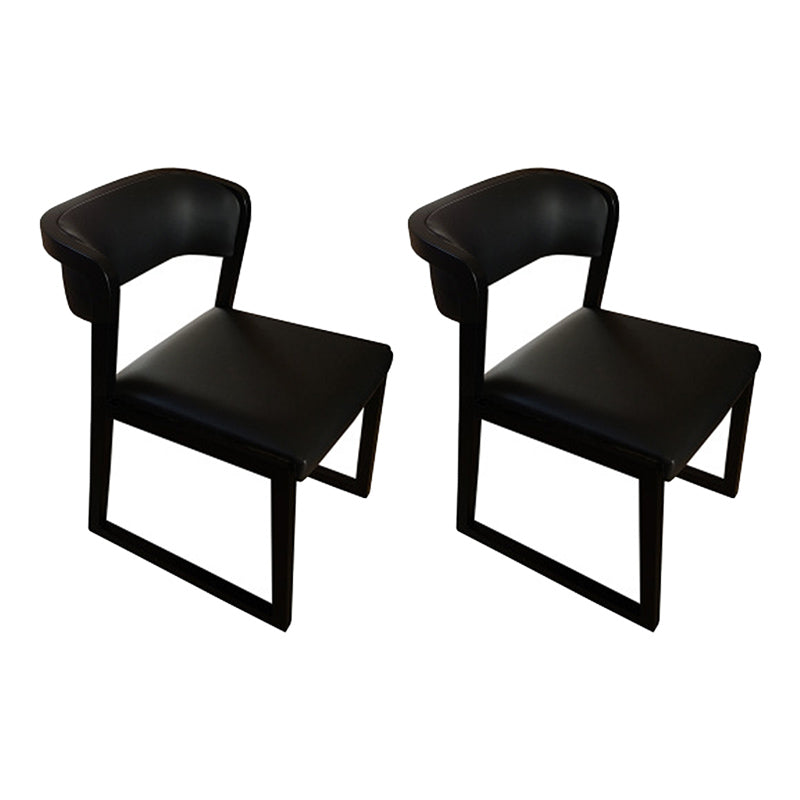 Modern Style Faux Leather Chair Open Back Side Chairs with Wood Legs for Kitchen