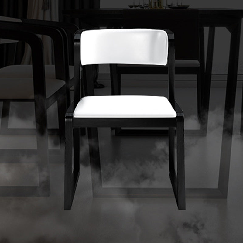 Modern Style Faux Leather Chair Open Back Side Chairs with Wood Legs for Kitchen