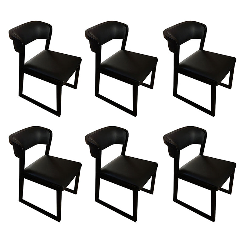 Modern Style Faux Leather Chair Open Back Side Chairs with Wood Legs for Kitchen