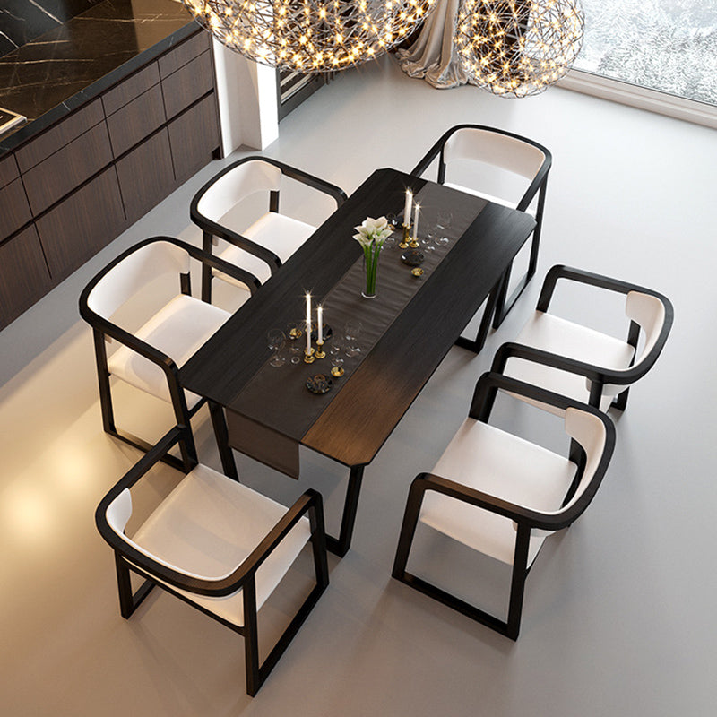 Modern Style Faux Leather Chair Open Back Side Chairs with Wood Legs for Kitchen