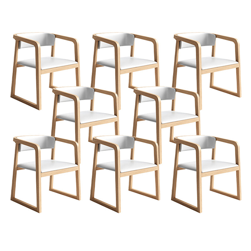 Modern Style Faux Leather Chair Open Back Side Chairs with Wood Legs for Kitchen