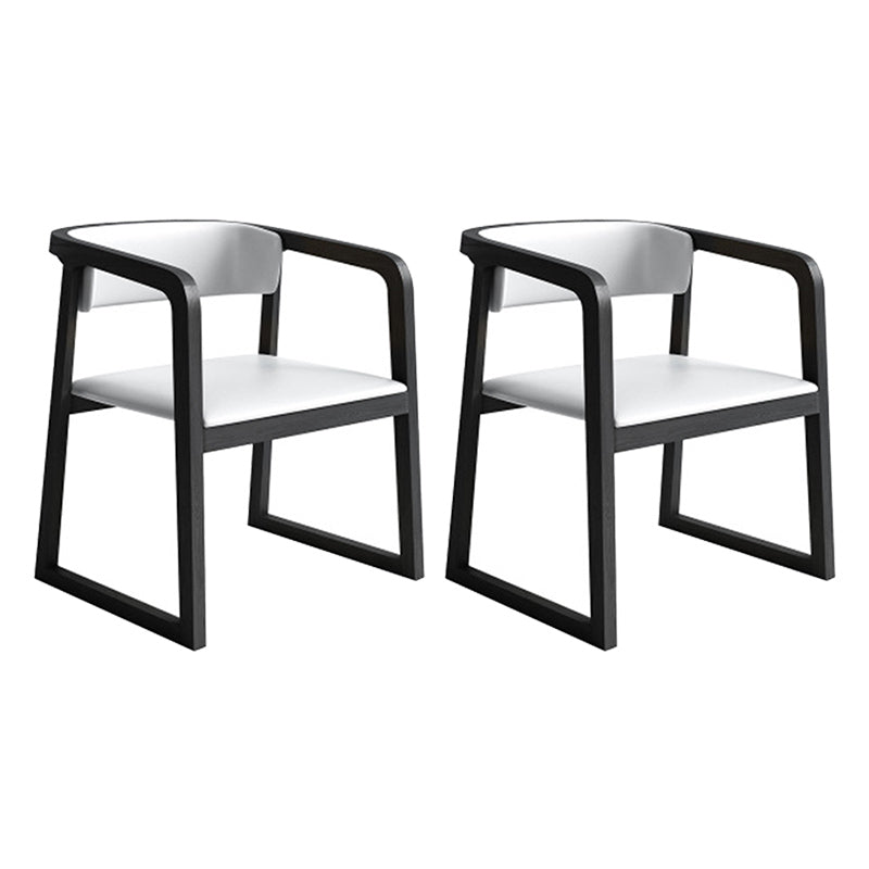 Modern Style Faux Leather Chair Open Back Side Chairs with Wood Legs for Kitchen