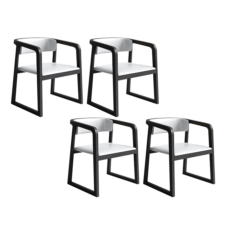 Modern Style Faux Leather Chair Open Back Side Chairs with Wood Legs for Kitchen