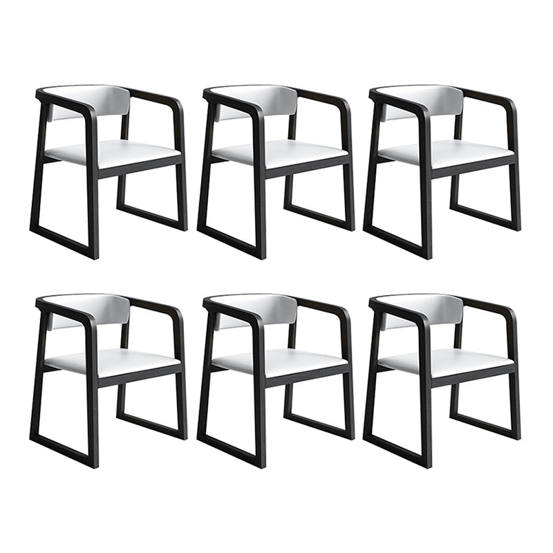 Modern Style Faux Leather Chair Open Back Side Chairs with Wood Legs for Kitchen