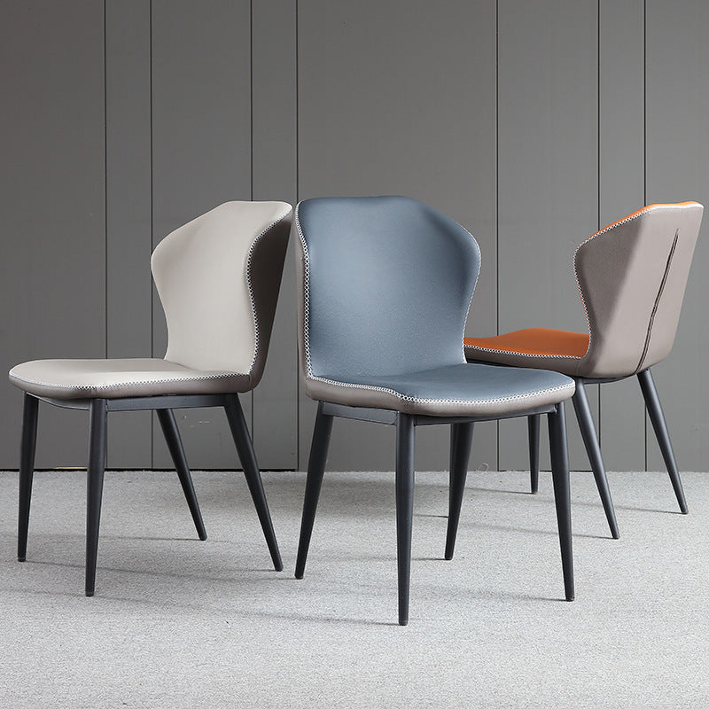 Wingback Side Chairs Faux Leather Kitchen Dining Armless Chairs