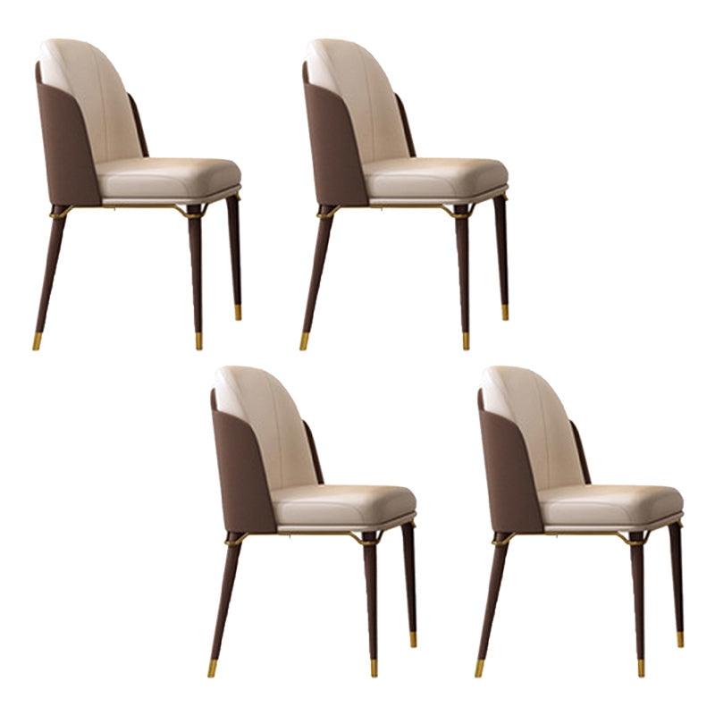 Glam Style Faux Leather Chair Parsons Chair with Wood Legs for Kitchen