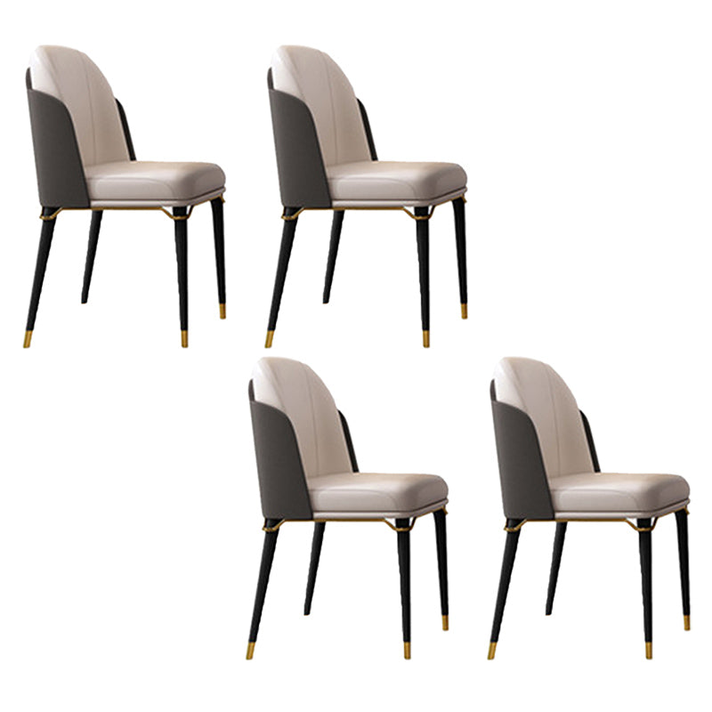 Glam Style Faux Leather Chair Parsons Chair with Wood Legs for Kitchen