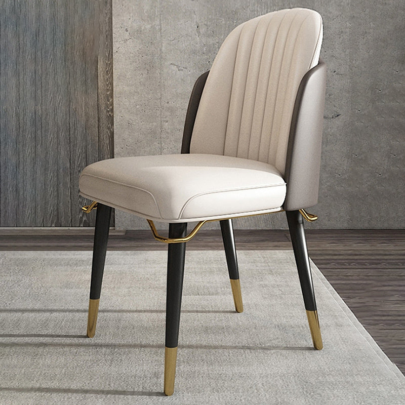 Glam Style Faux Leather Chair Parsons Chair with Wood Legs for Kitchen