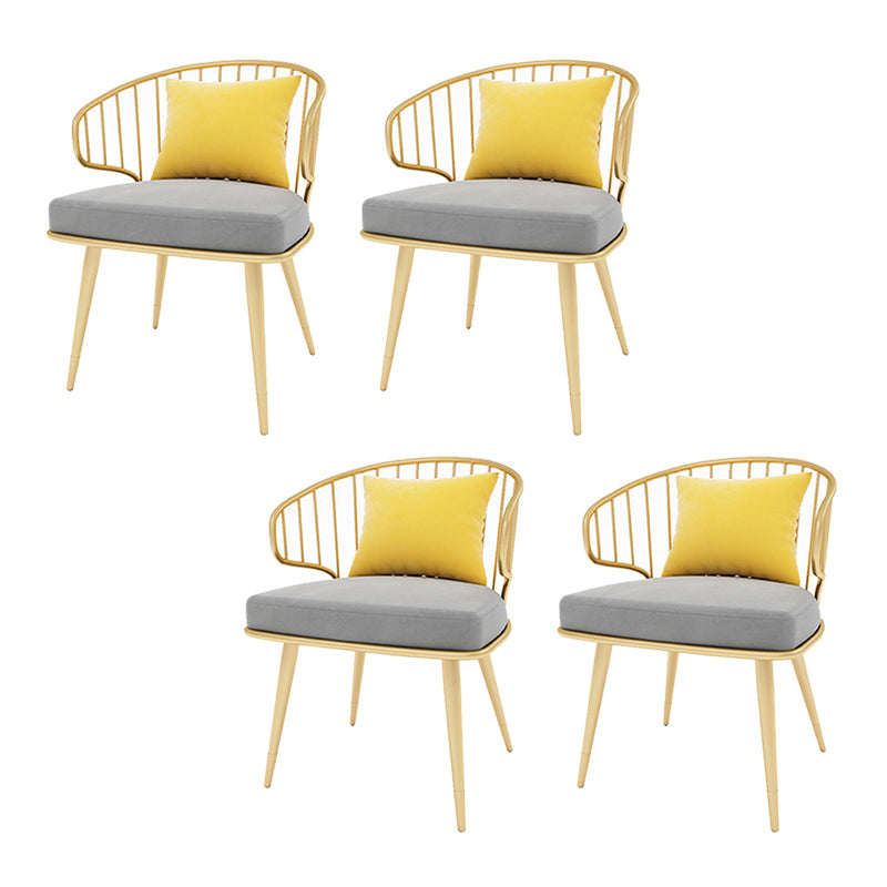 Metal Windsor Back Arm Chairs Upholstered Dining Chairs in Grey