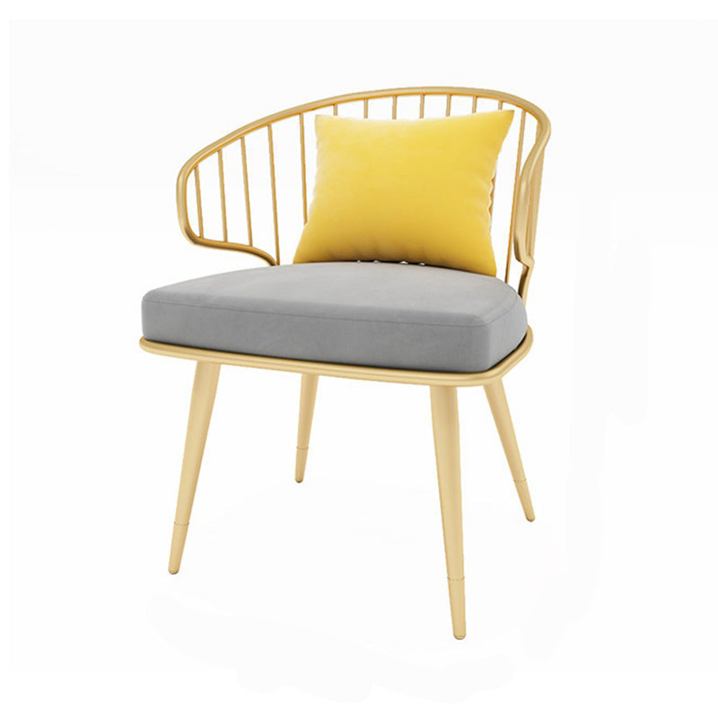 Metal Windsor Back Arm Chairs Upholstered Dining Chairs in Grey